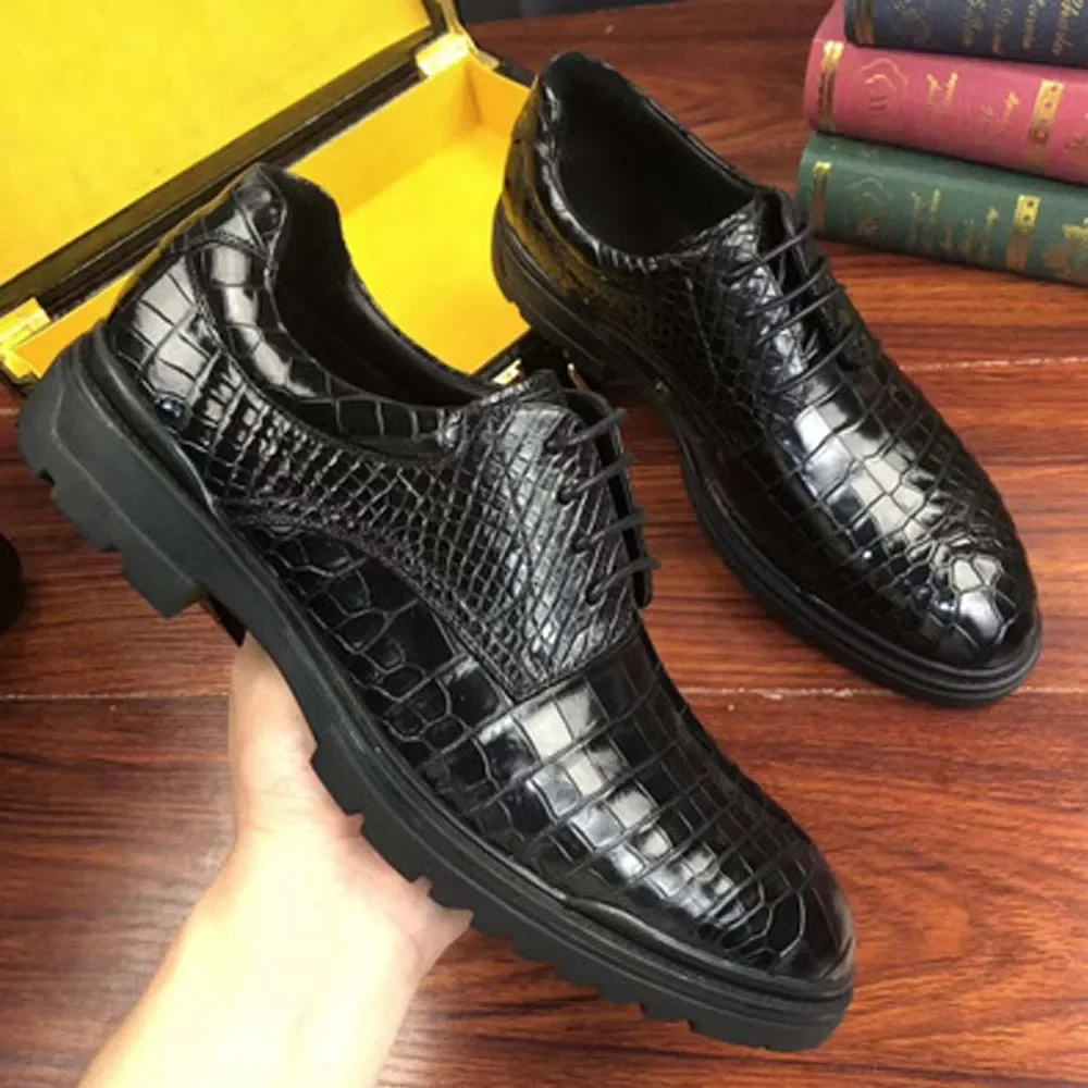 ousidun new  crocodile  Leather men shoes  male  Leisure shoes  lace-up  fashion  trend  custom men shoes