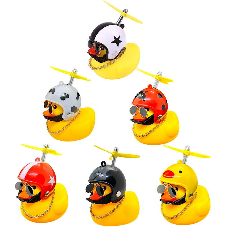 Rubber Duck For bike With Helmet Pendant Car Decoration Bike Duck Road Motor Helmet Riding Bicycle Accessories