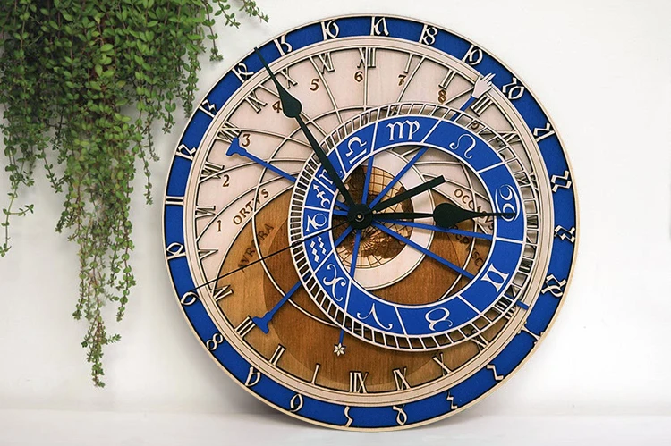 Sáng Tạo Tường Phòng Khách Đồng Hồ Thiên Văn Praha Đồng Hồ Đồng Hồ Thạch Anh Mười Hai Chòm Sao Lớn Đồng Hồ Treo Tường