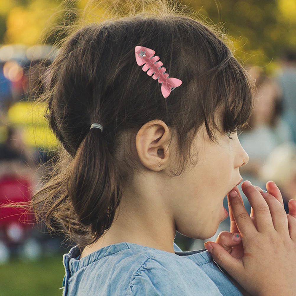 

4pcs Fishbone Hairpin Cute Pink Girl Clips for Styling Alligator Zinc Alloy Decorative Hair Accessories Barrette