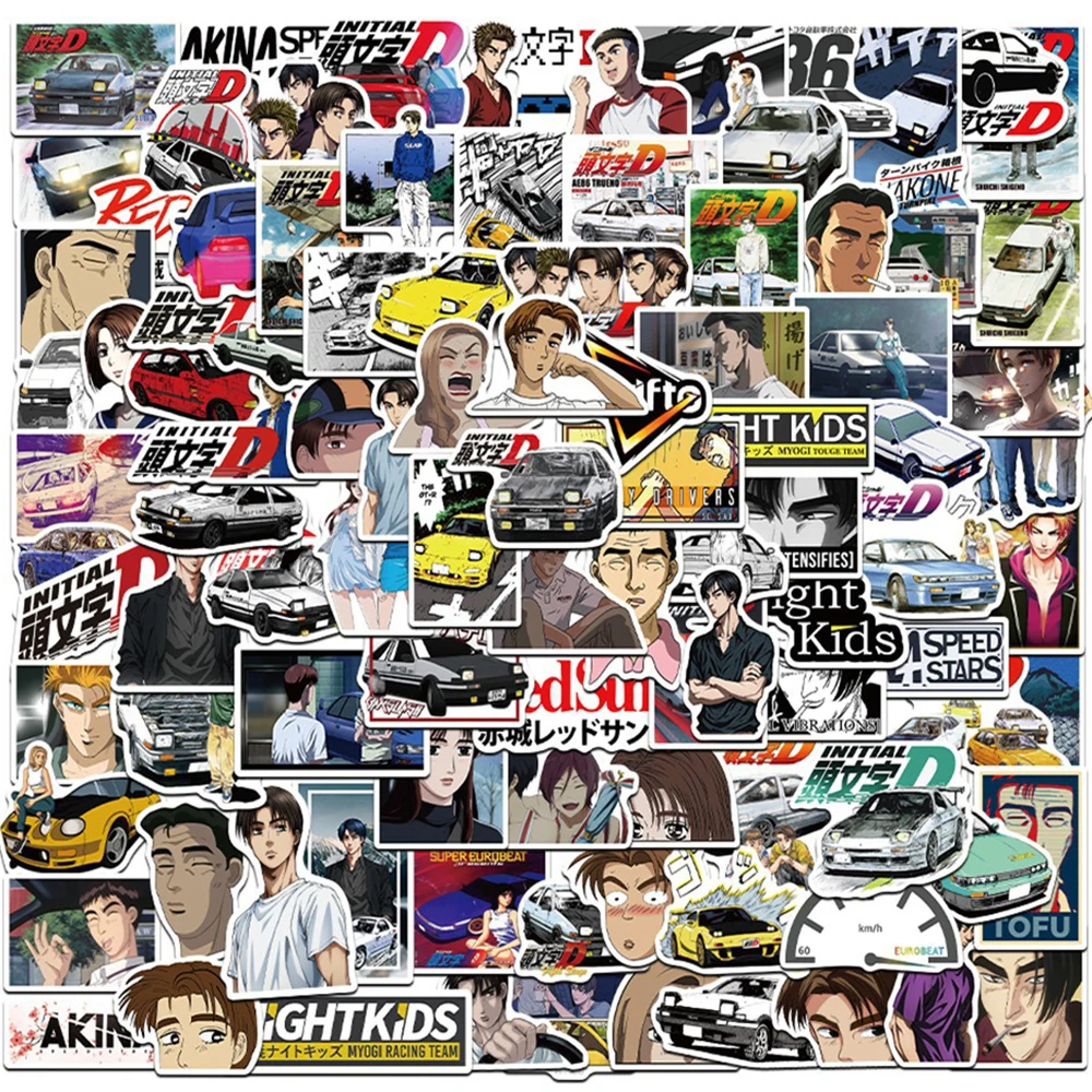 10/30/50/100pcs Takumi Initial D Anime Stickers Project D Keisuke Sticker Laptop Phone Luggage Suitcase Cool Car Decal Toy Gift