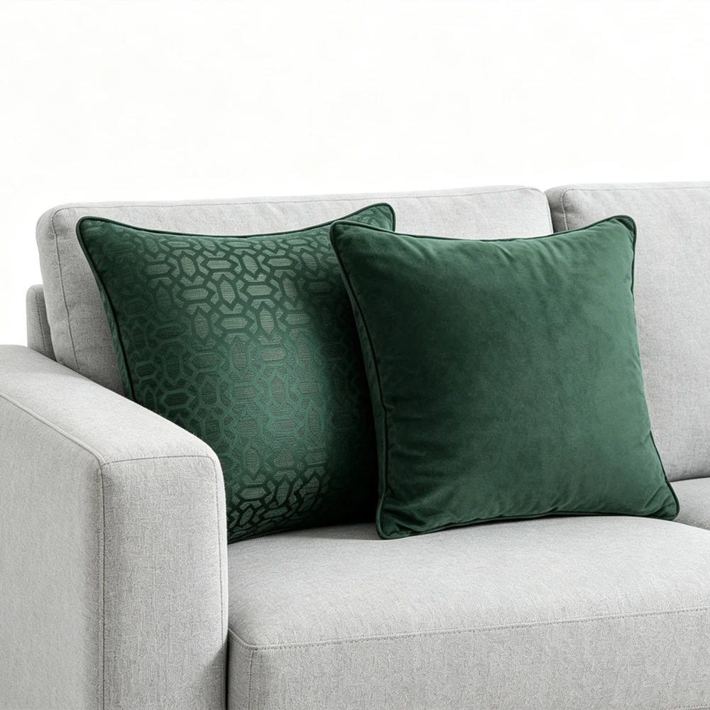 Modern Fashion Geometric Dark Green Woven Velvet Home Throw Cushion Cover Decorative Square Pillow Case 45 X 45 Cm Sell by Piece