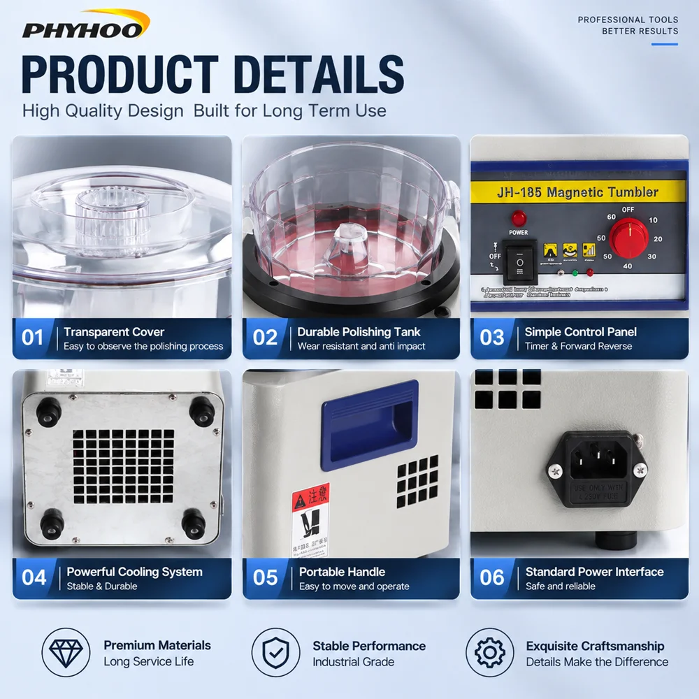 PHYHOO JH185 Magnetic Tumbler - Jewelry Magnetic Tumbler Polisher Pin 评论和价格