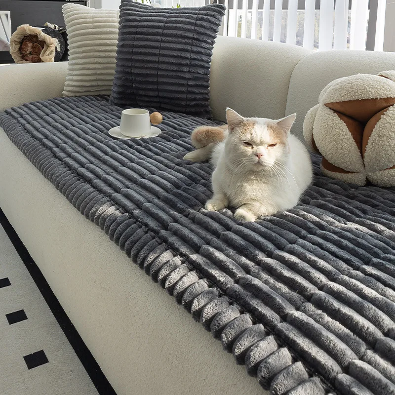 

2026 New Style Thickened Warm Sofa Cover for Autumn and Winter Plush Non-Slip Comfortable Straight One-Piece Cushion Sofa Cover