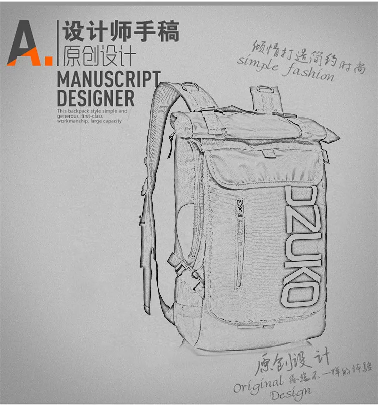OZUKO Rucksack Männer 15,6 Zoll Laptop Wasserabweisende Schultasche für Teenager Casual Student Rucksäcke Männliche Reise Mochila Mode – Detail 18