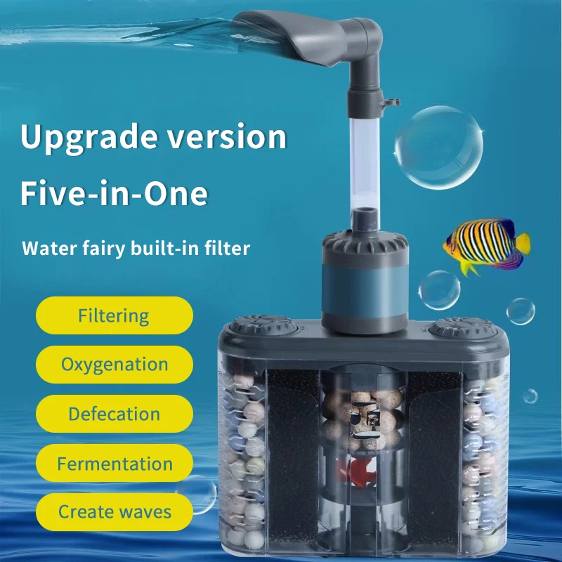 Fish tank filter, built-in three in one small integrated machine, circulating filtration, suction toilet, water purification