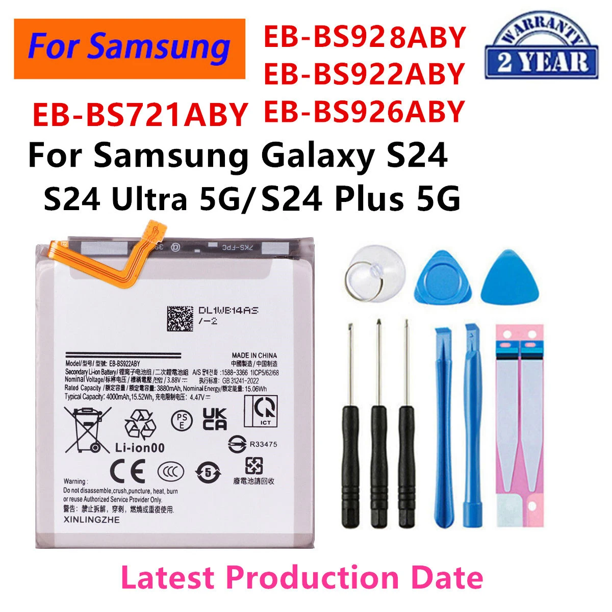 Совершенно новый аккумулятор EB-BS928ABY EB-BS922ABY EB-BS926ABY для Samsung Galaxy S24/S24 FE/S24 Plus 5G S926/S24 Ultra 5G S928 Совершенно новый аккумулятор EB-BS928ABY EB-BS922ABY EB-BS926ABY для Samsung Galaxy S24/S24 FE/S24 Plus 5G S926/S24 Ultra 5G S928
