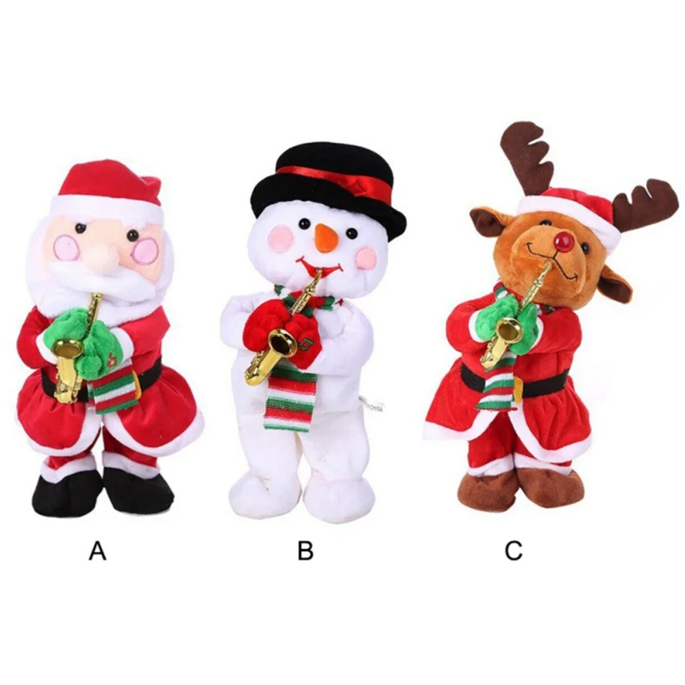 

Christmas Electric Dancing Doll Santa Claus Toy Electric Playing Saxophone Snowman Elk Toy Xmas Funny Swinging Toy Kids Gifts