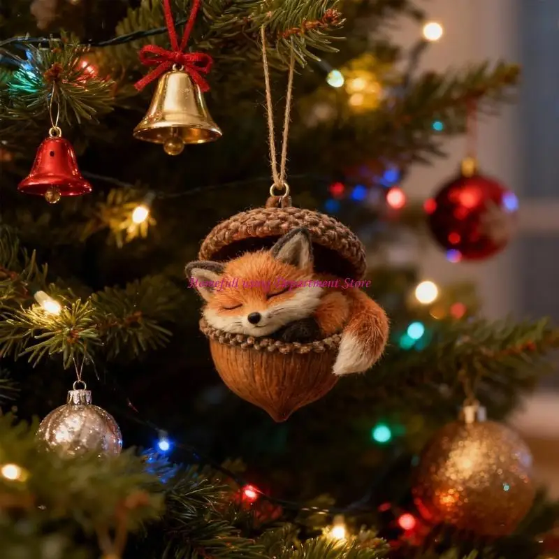 (قطعة واحدة) زينة عيد الميلاد ديكور حيوانات أكريليك مع التوت الأحمر، شجرة معلقة للمقصورة، ديكورات عطلات المزرعة