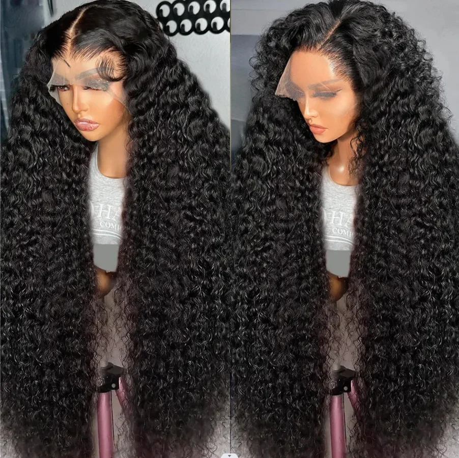 13x6 Ueenly Deep Wave Frontal Wig HD Transparent Deep Curly Lace Front Human Hair Wigs For Women Brazilian Closure Wig