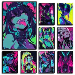 Japanese Anime Dark Cool Girl Devil Goddess Kawaii Poster and Prints Canvas Printing Wall Art Picture for Living Room Decor Gift