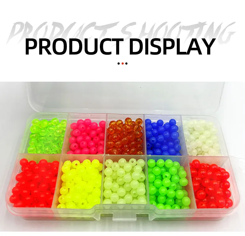 ShareShark 1000 Stück/Box leuchtende Angelperlen, 5 mm, rund, gemischte fluoreszierende Perlen, Köder, weicher Köder, Texas Rig, Angelzubehör – Detail 8