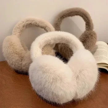Earmuffs de pelúcia ajustáveis para homens e mulheres, aquecedor de ouvido macio, Earflap dobrável monocromático, presentes de moda inverno