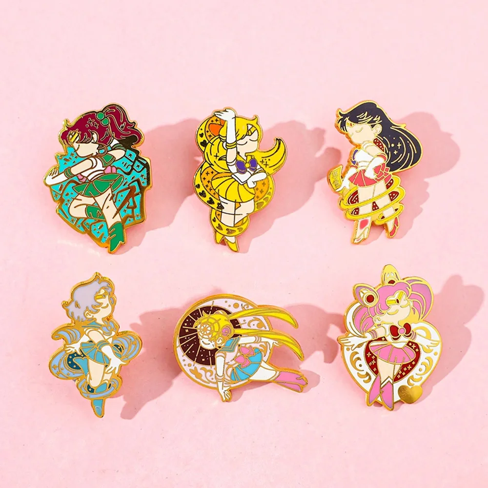 Sailor Moon Enamel Badges Cute Tsukino Usagi Pins Kawaii Manga Brooch Anime Badge for Backpack Clothing Lapel Cosplay Toy Gifts