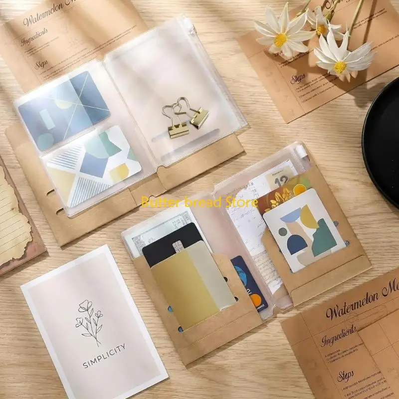 W89C Kraft Paper Filing Systems 6Pcs With Clip And Zippers Bags For Note Taking