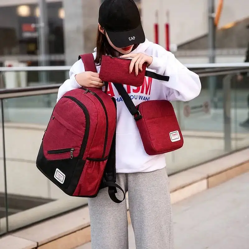 

Набор из трех предметов, мужская повседневная деловая дорожная сумка большой вместимости, 2025 г., модный компьютерный рюкзак для студентов