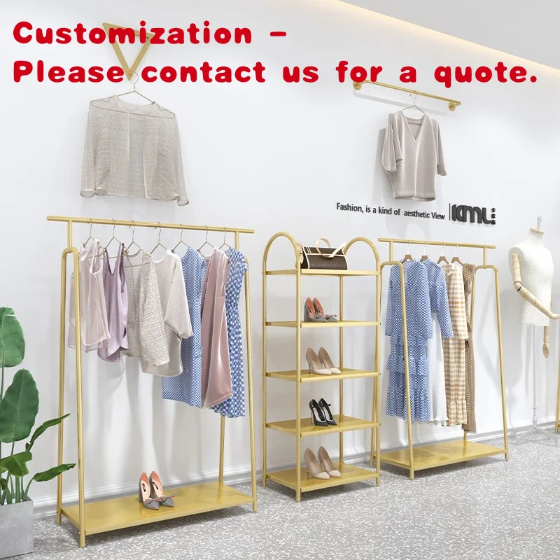 custom.Custom Portable Shiny Stainless Steel Garment Rack - Clothes Display Stand Clothing Store Boutique
