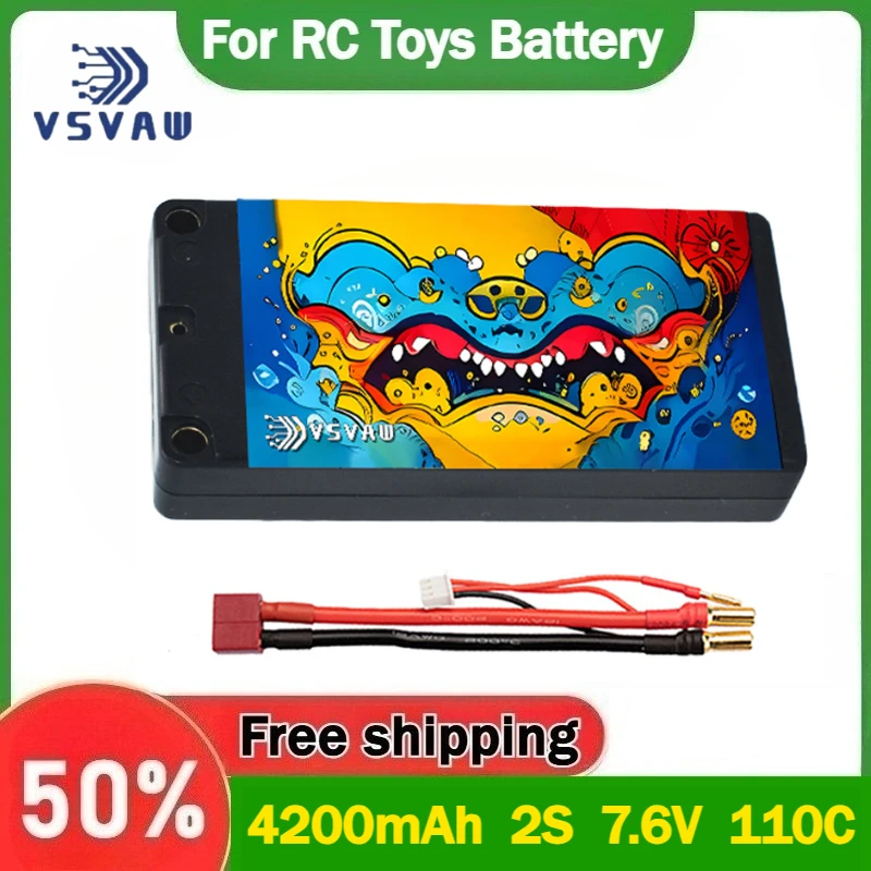 

Original VSVAW 4200mAh 2S Lipo Battery 7.6V 110C for 1/12 Racing Monster Truck Tank Off-Road Thin Hard Shell Lithium Battery HV