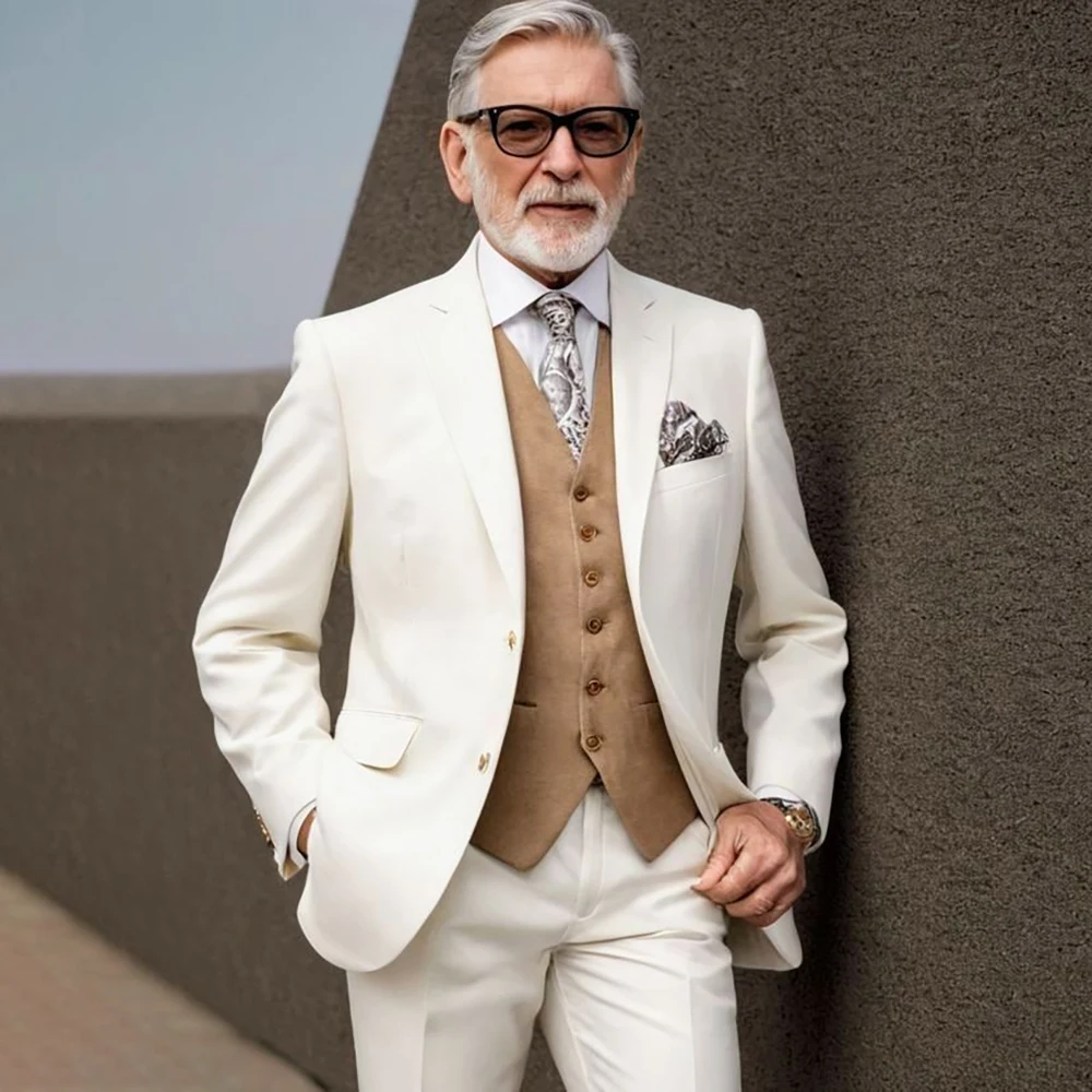 

Wedding Men's Suits 3 Piece Jacket Pants Vest Luxury Single Breasted Notch Lapel Slim Fit Guest Outfits Costume Homme