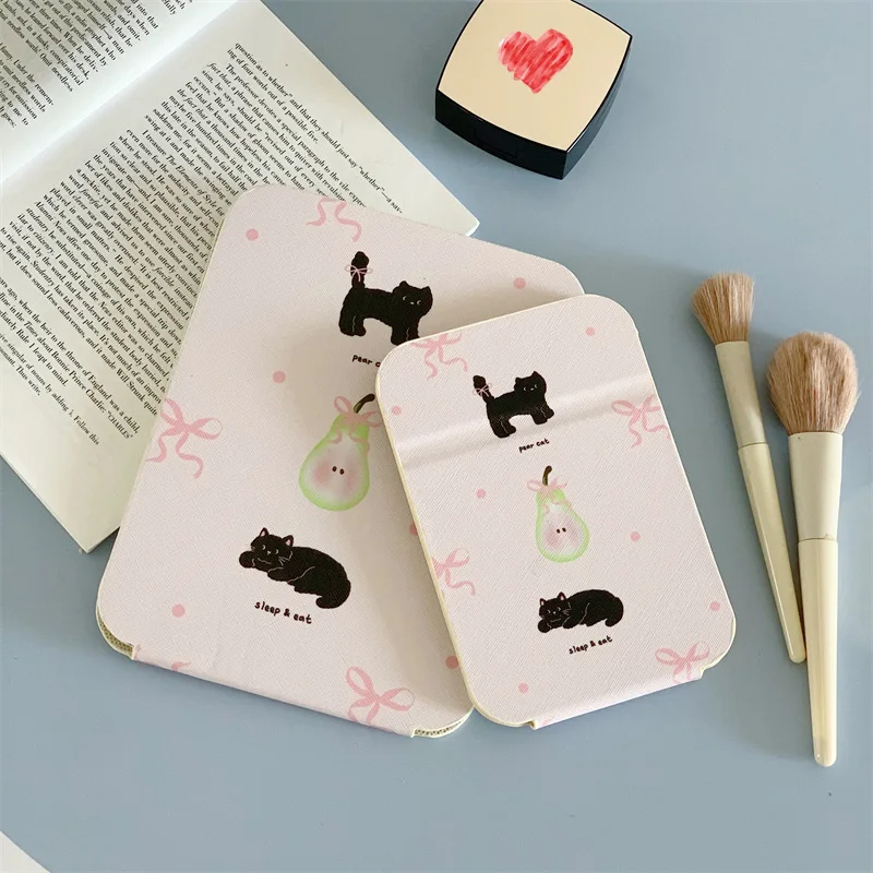 مرآة مكياج قابلة للطي ، مرآة لخلع الملابس المكتبية ، قوس وردي ، مرآة زينة ، مرايا مستحضرات التجميل في المهجع ، ملحقات مستحضرات التجميل #5