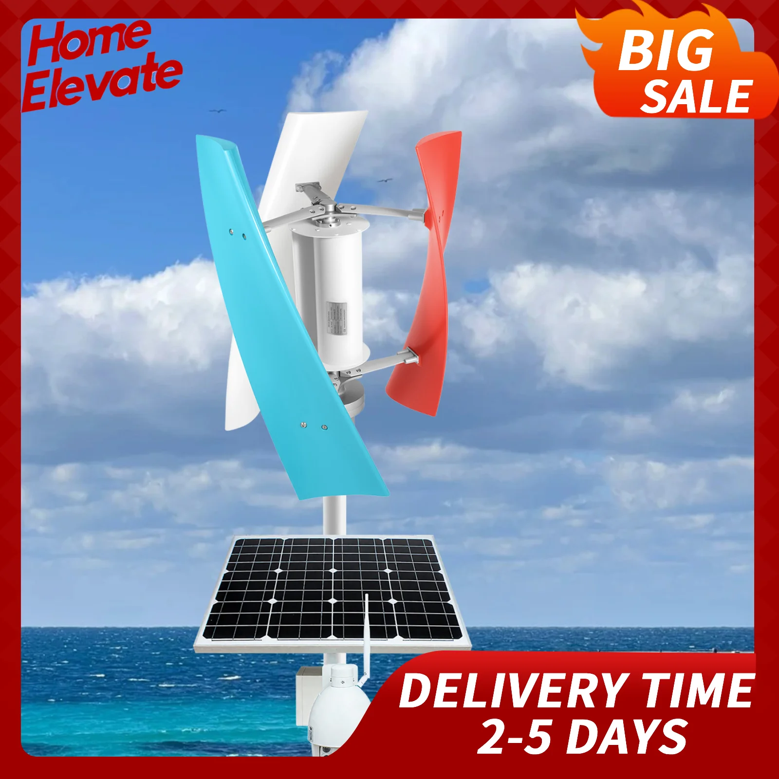 مجموعة مولدات توربينات الرياح الموثوقة مع مغناطيس بدون قلب، 3 شفرات هوائية، سرعة بدء منخفضة، أقصى حماية للسرعة