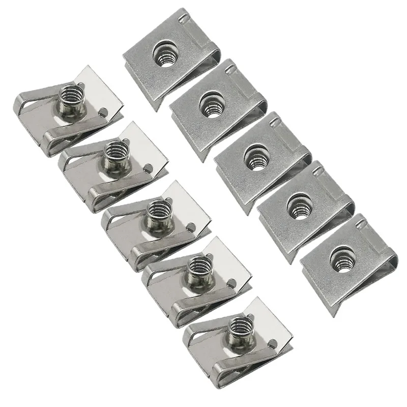 10pcs Stainless Steel U Type Clips with Thread M6 M5 M4 M8 8mm 5mm 6mm 4mm Reed Nuts for Car Motorcycle Scooter ATV Moped