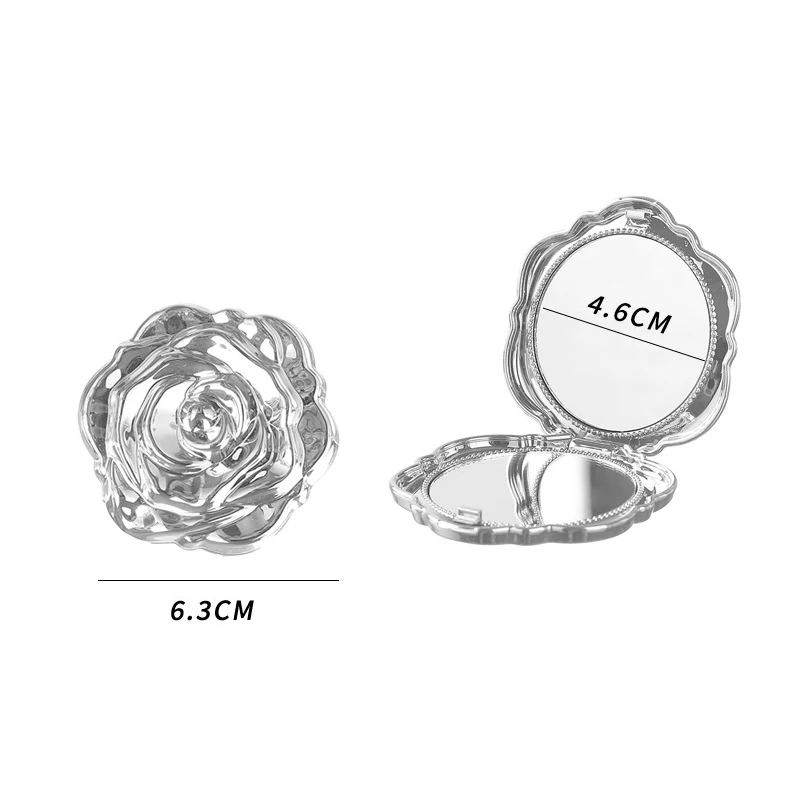 Retro Rose Flower Small Mirror Electroplating Rose Portable Double Sided Mini Compact Flip Makeup Mirror Cosmetic Beauty Tool