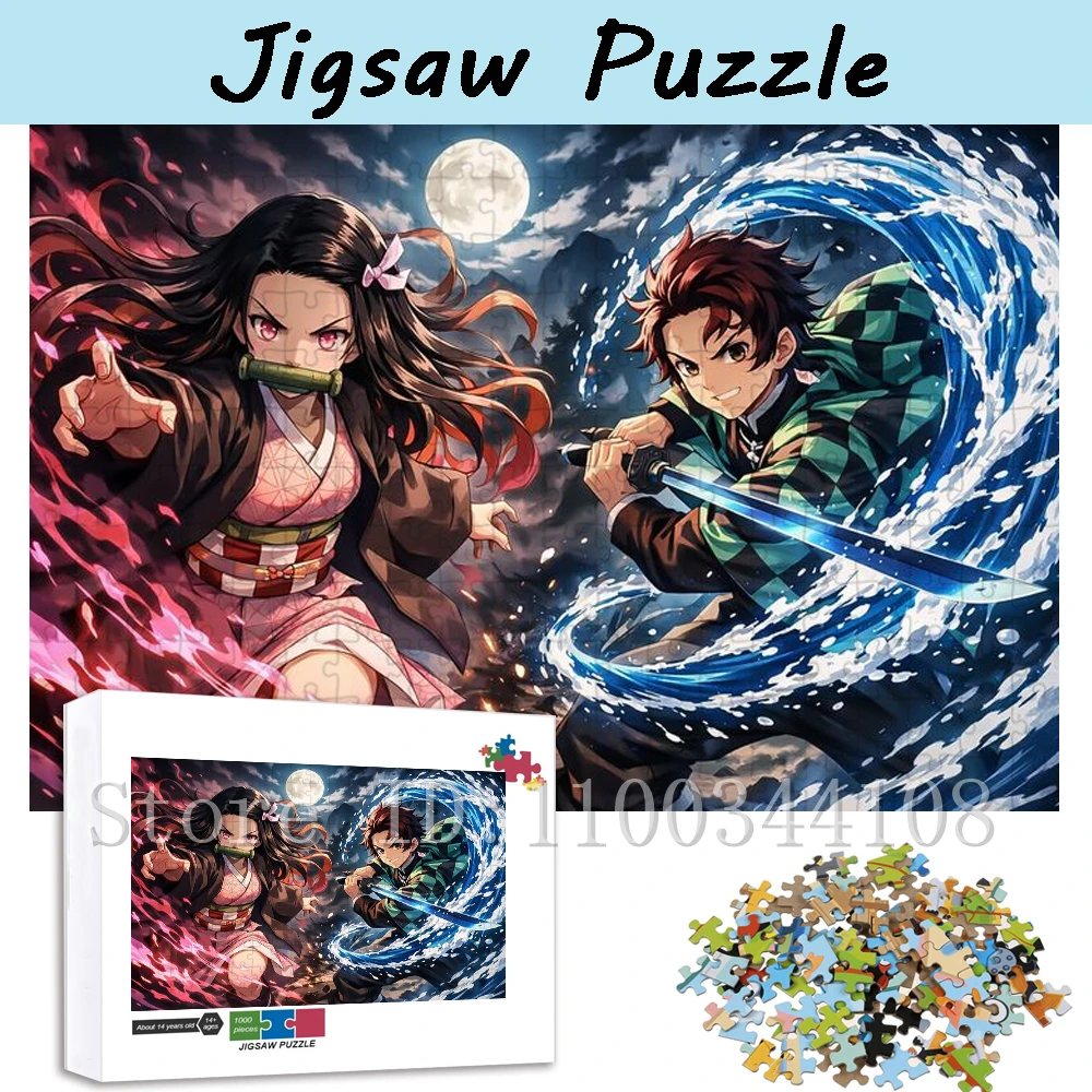 

Demon Slayer Nezuko and Tanjiro Jigsaw Puzzle 108/200/300/500/1000/1500 Pieces Anime Artwork Puzzle Perfect Gifts for Fans