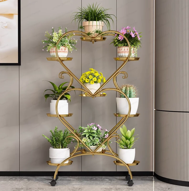 

2026 hot sell -6 Pots Metal Plant Stand Flower Pot Display Rack Planter Shelves Indoor Storage Shelf For Home Balcony Living Ro