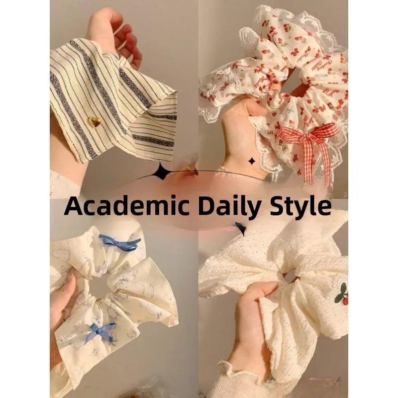 

Sweet Large Size Square Scarf Hair Ties Women's Sli Retro Artistic Hair Ba Hair Accories Tail Headwear Faionable