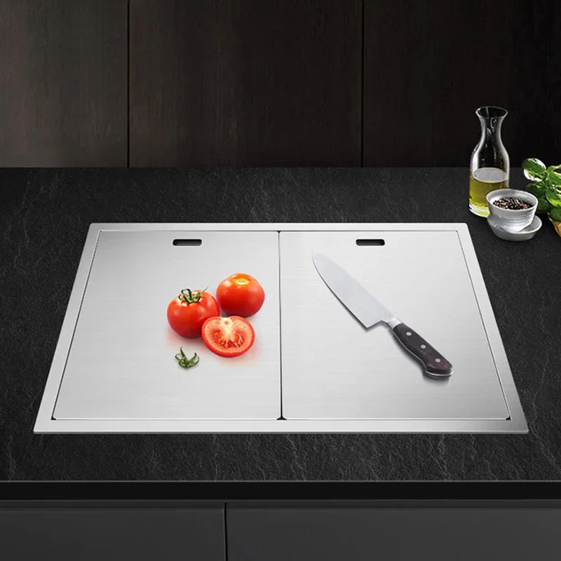 304 Stainless Steel 3 Holes Handmade Single Large Size Kitchen Hidden Sinks Nanometer Double Cover Hidden Kitchen Sink