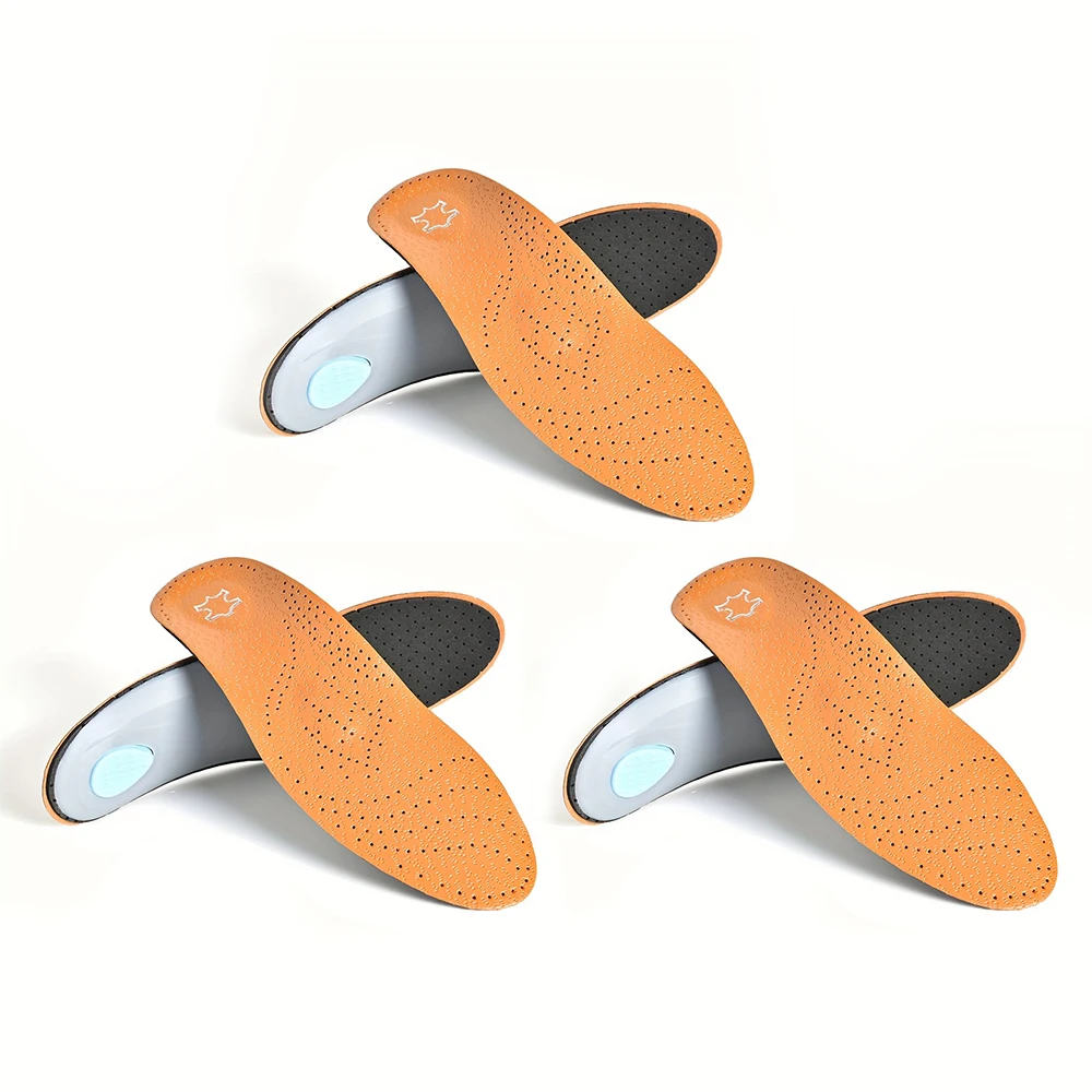 3 Pair Arch Support Insoles Artificial Leather Orthopedic Shoes Sole Breathable And Wear-resistant Insoles Suitable Flat Feet