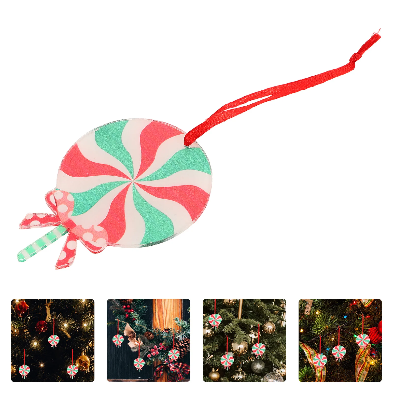 

10Pcs Christmas Tree Hanging Ornaments Colorful Acrylic Lollipop Decorations Peppermint Candy Party Supplies Shower Favors