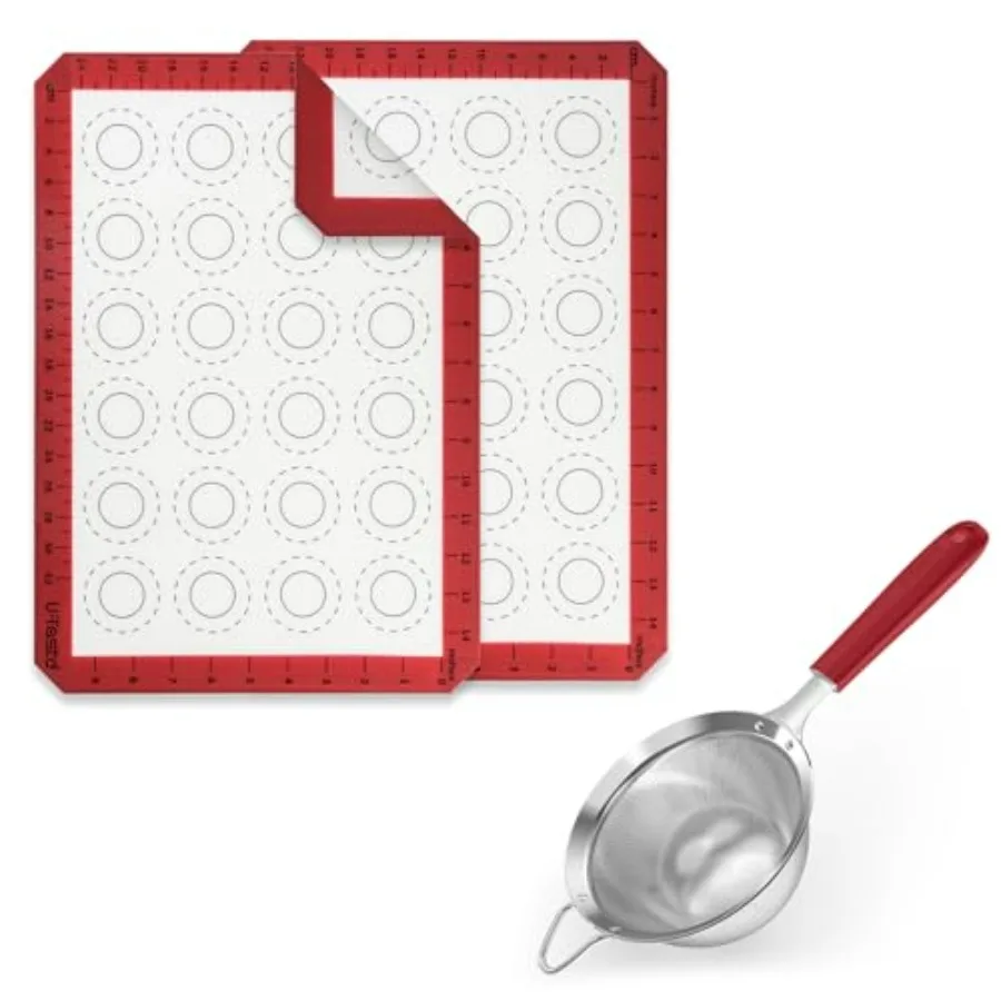 

446oF Термостойкий силиконовый коврик для духовки Macaron для запекания (набор из 2 шт.), нержавеющая сталь 18/8, 4,73 дюйма, средняя мелкая сетка Stra