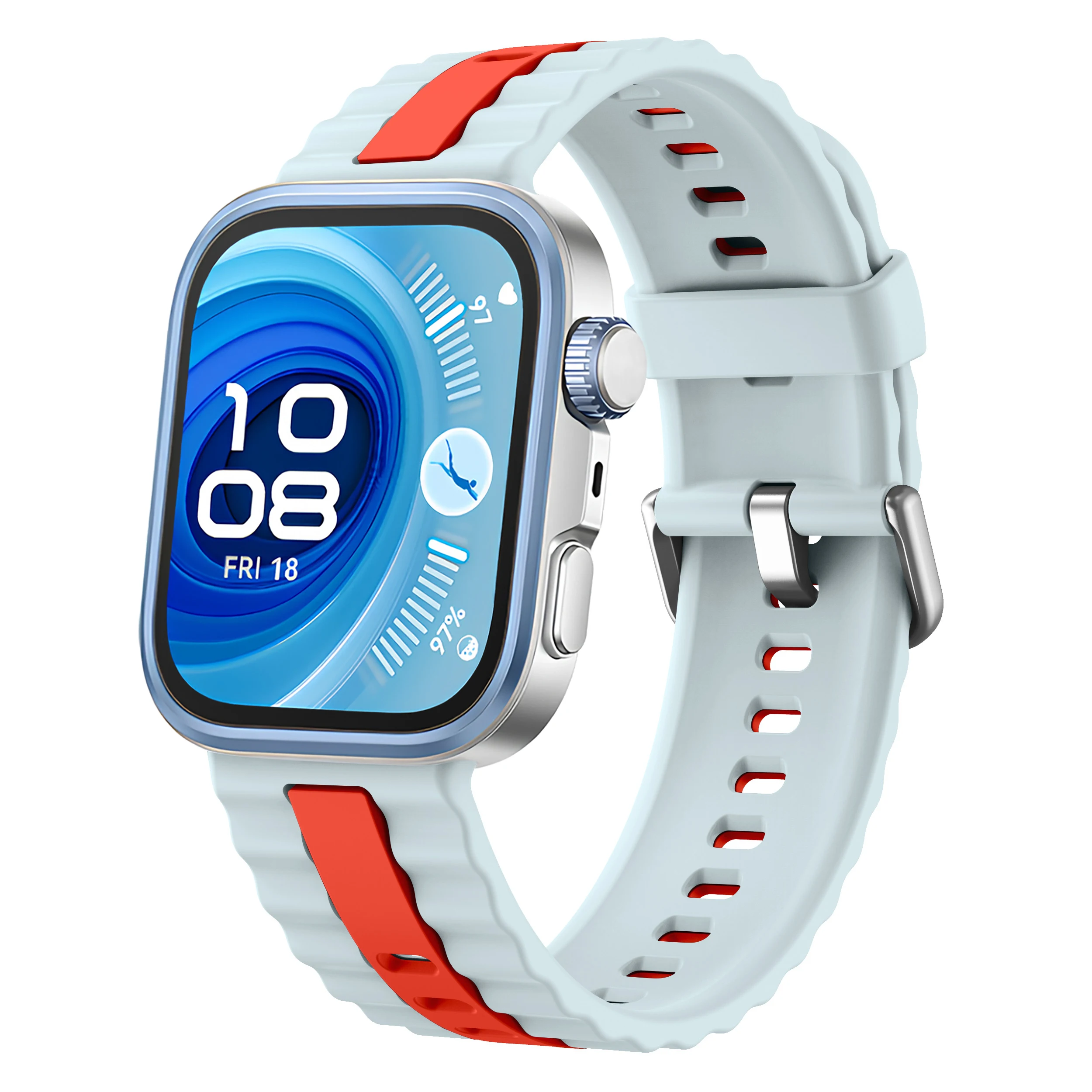 Vertikales zweifarbiges Silikonarmband für Huawei Watch Fit 3/4/4 Pro, atmungsaktives, vertikal gestreiftes zweifarbiges Armband