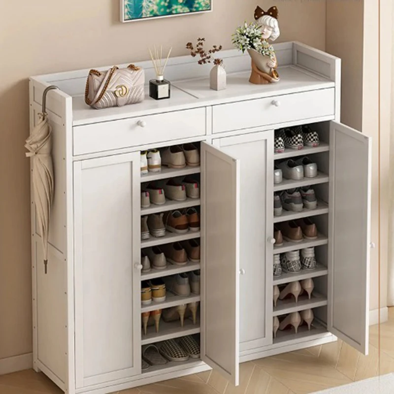 خزائن الأحذية البيضاء الرخيصة للنساء مدخل غرفة المعيشة الحديثة الإبداعية رف الأحذية الآمن المنظم تخزين أثاث المنزل Sapateira #4