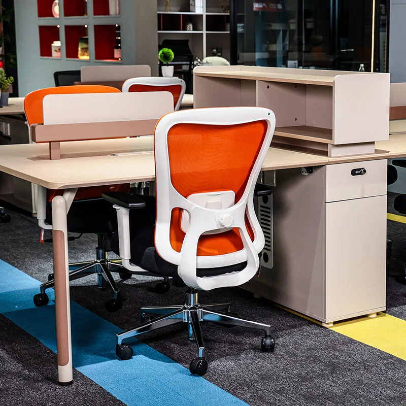 

Office desk and chair combination four people simple modern staff computer double screen