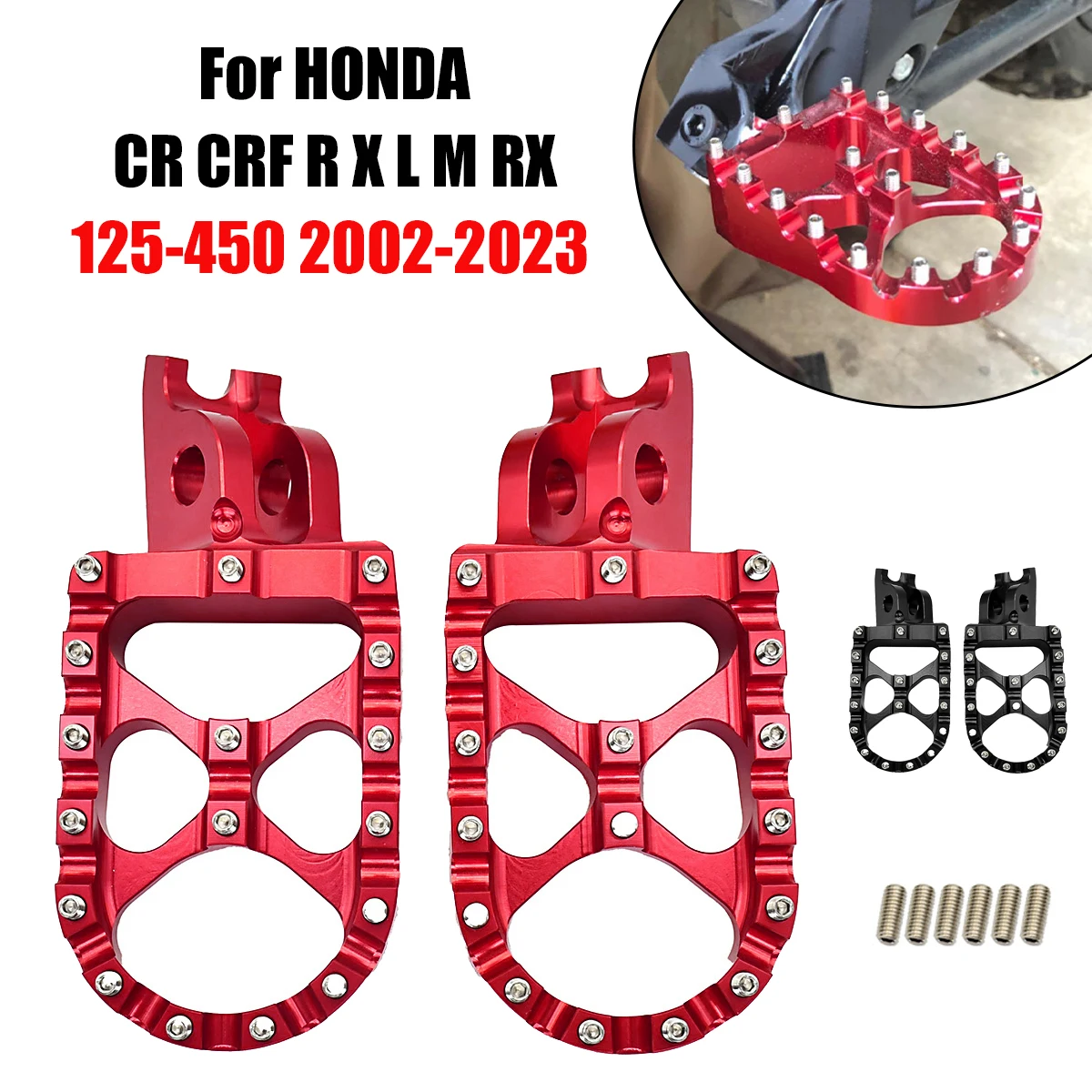 

Motorcycle CNC FootRest Footpegs Foot Pegs Pedals For HONDA CR 125 250 150R CR250R CRF 150R 250R 450R 250 450 X RX L M 2002-2023