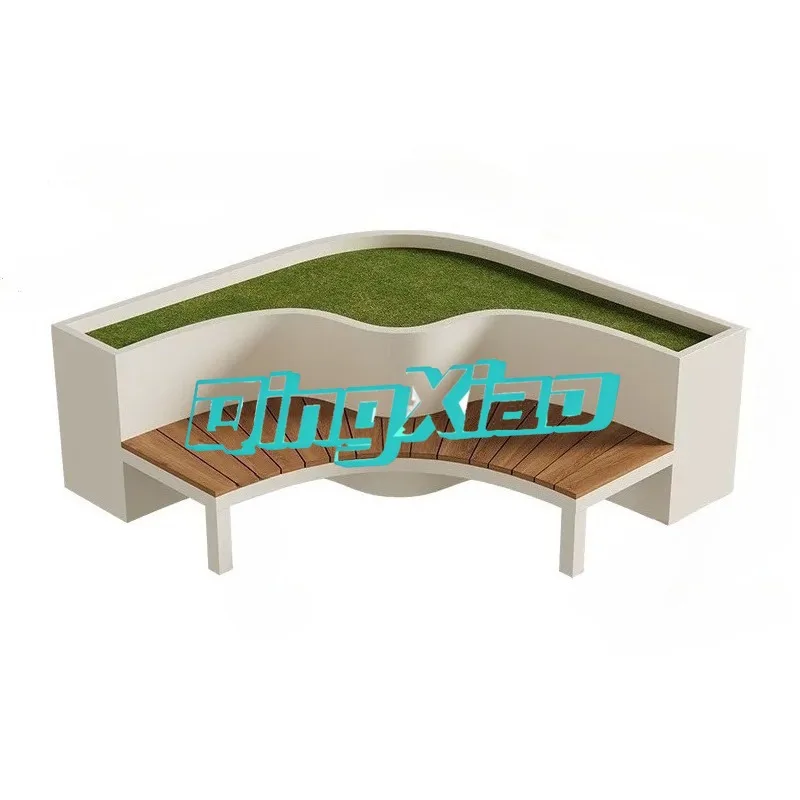 

Outdoor Table And Bench Set With Planters Weather Resistant Wood Plastic Composite Seats For Patio Garden Park Public Use