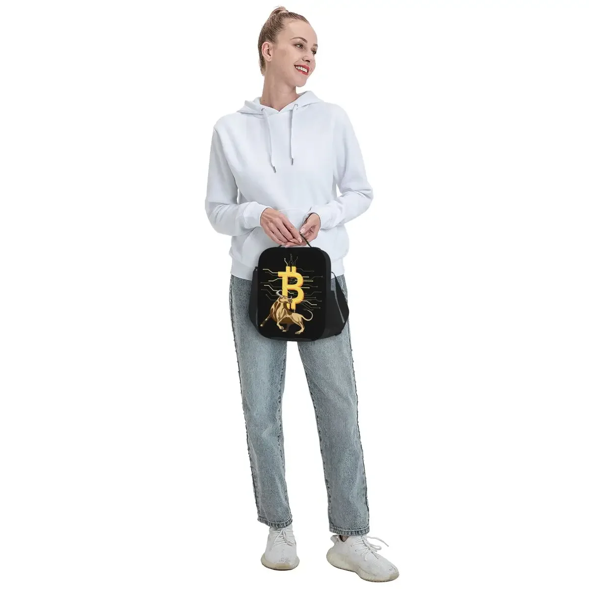 Bitcoin Bull Thermisch geïsoleerde lunchtassen BTC Crypto Valuta Draagbare lunchtas voor werk School Reizen Opslag Bento Voedseldoos