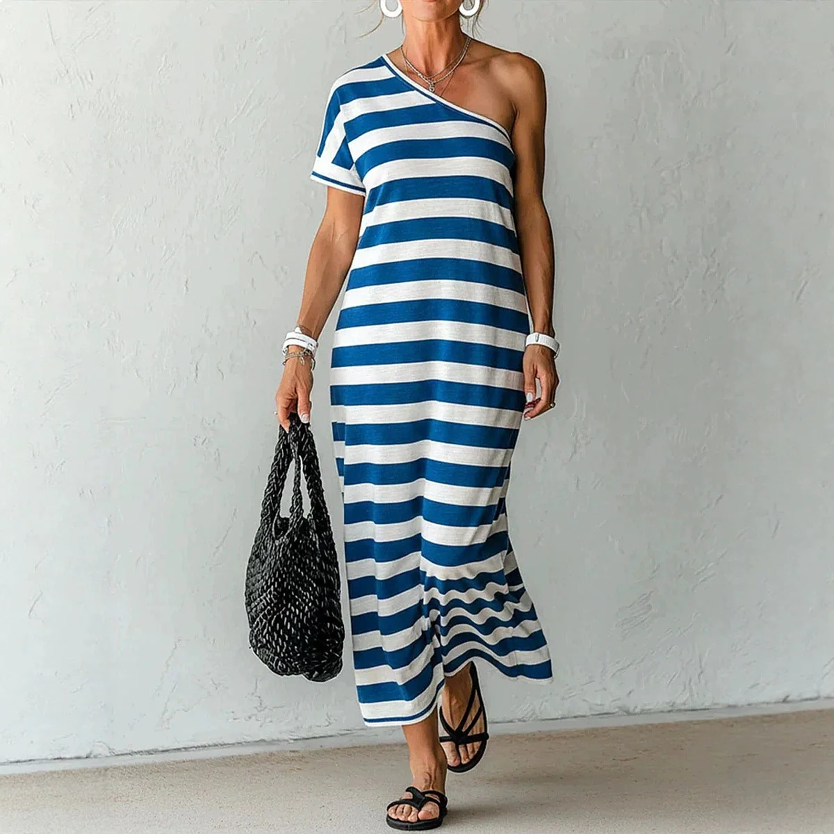 

Women's Striped V Neck Short Sleeve Backless Dress Casual Summer Spring Dresses Jumpsuit Playsuit