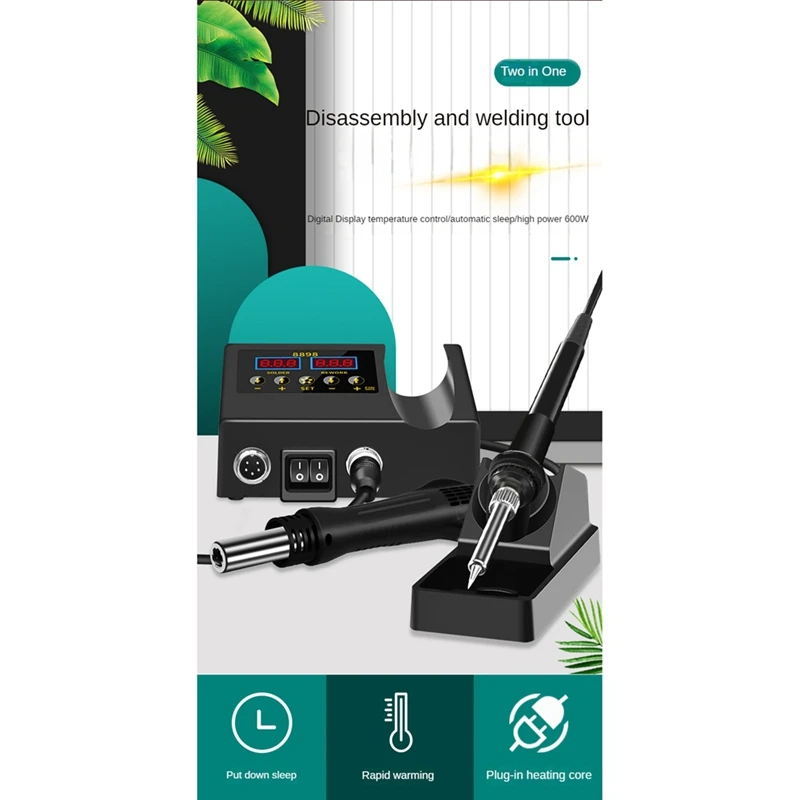 Rework Soldering Station 2 In1 Electric Soldering Iron For SMD PCB IC Repair EU Plug