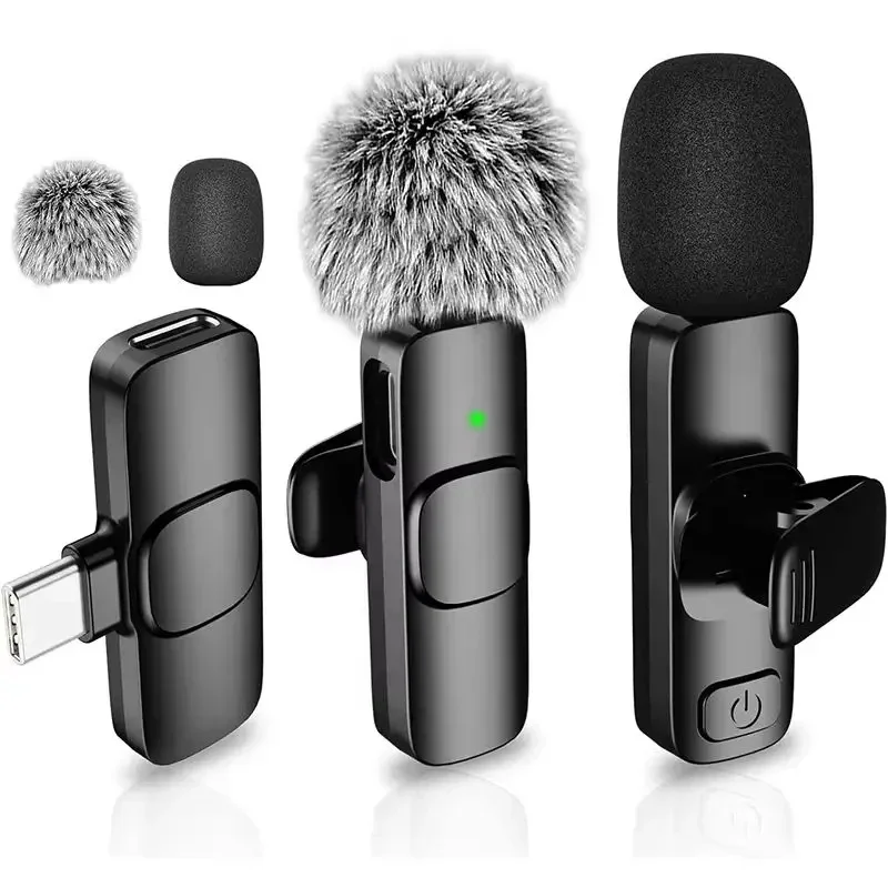 Wireless Lavalier Microphone For iPhone Android Laptop Audio Video Recording Mini Mic Live Gaming Mobile Phone Microphone