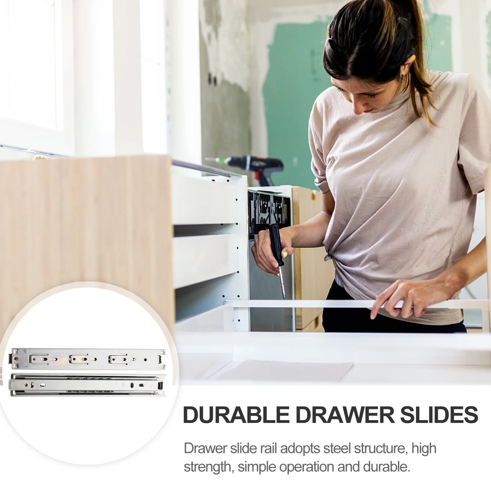 

Furniture Drawer Slides 3-Section Heavy Duty Silent Rails For Kitchen Cabinet Wardrobe Silver Hardware Tracks