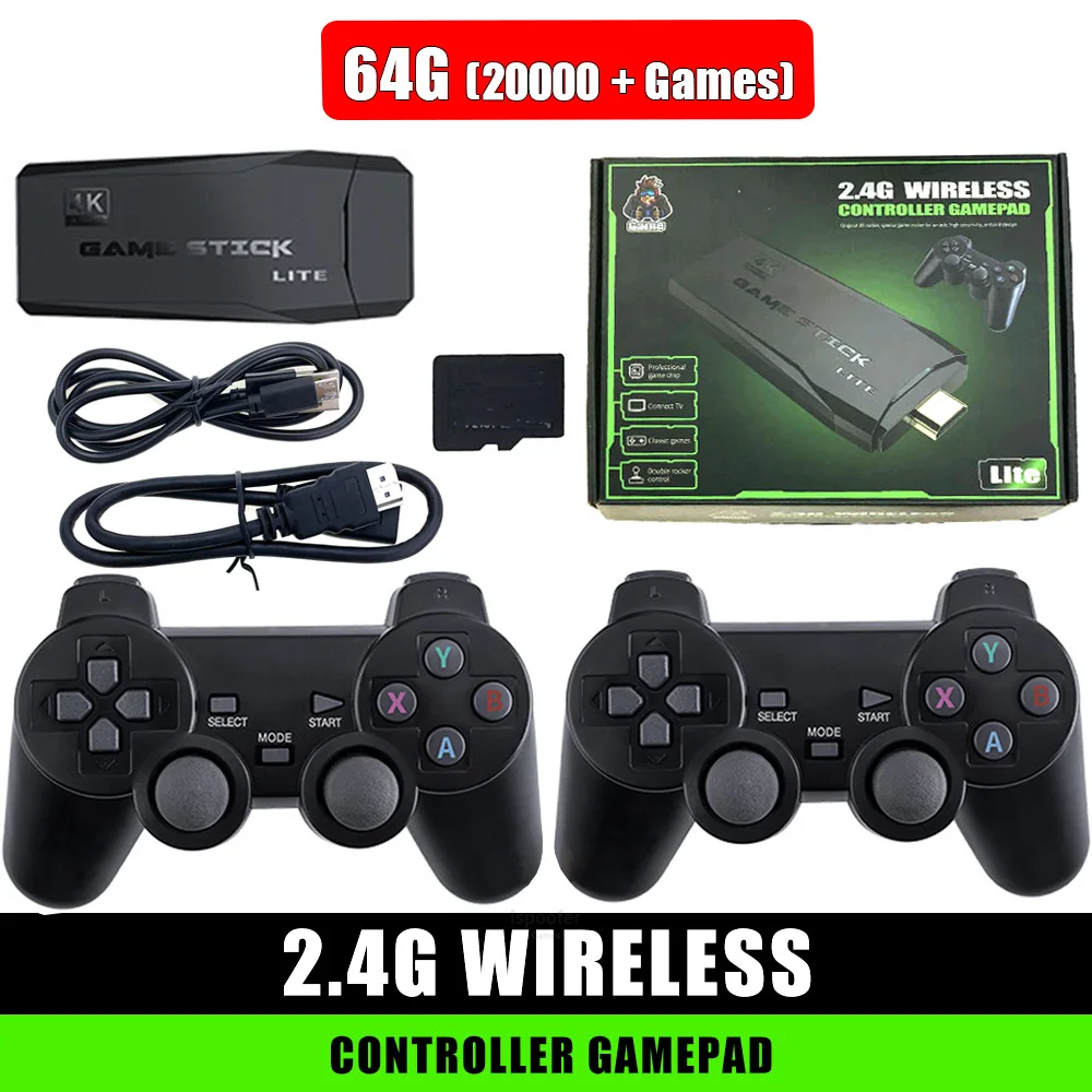 Video Game Stick Lite 4K Video Game M8 Console 64GB Double Wireless Controller For 20000 Retro Games Kid Xmas Gift 4K HDMI