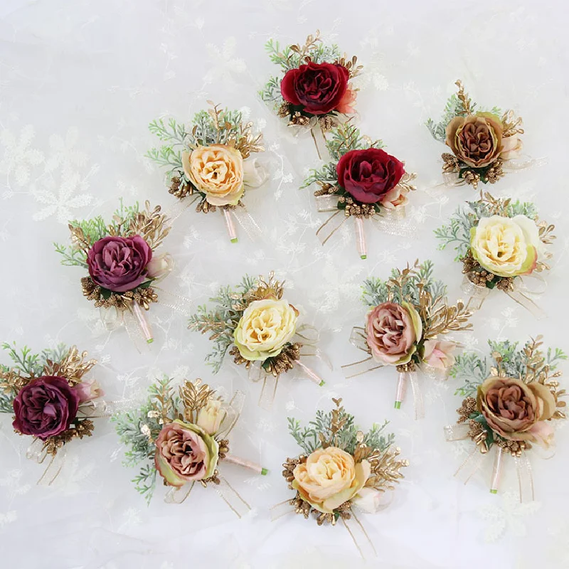 Boutonnière et Corsage de Poignet, Fournitures de Mariage, Fleur de Simulation d'Art, Convocation d'Affaires, Invités d'Ouverture, 403