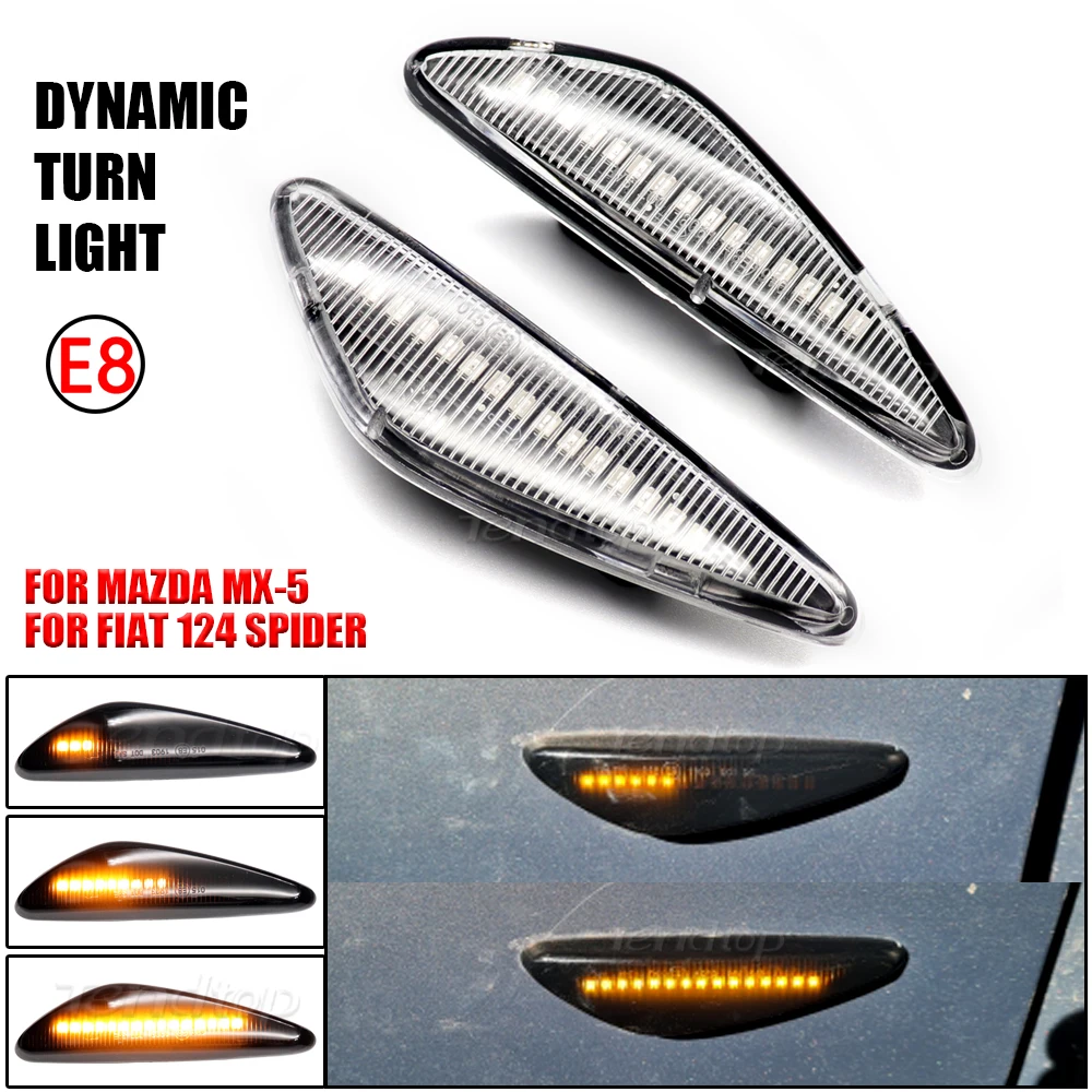 2 uds repetidor de giro lámpara de dirección LED luces laterales de señal de giro dinámica para Mazda 6 GH Mazda5 CW Premacy RX-8 MX-5 Fiat 124 Spider