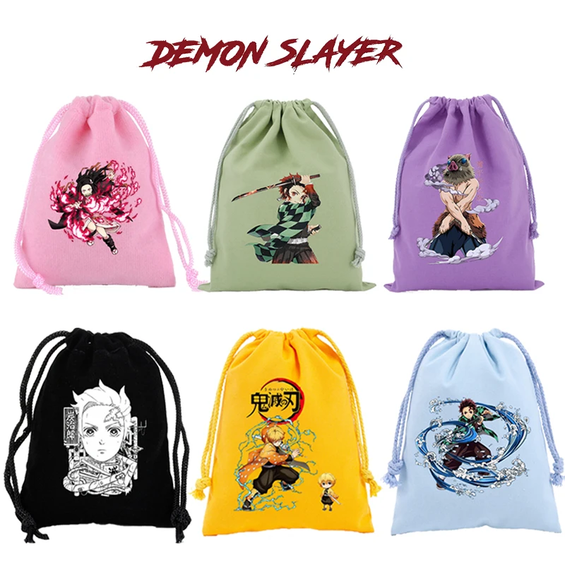 

Demon Slayer Kimetsu No Yaiba Bundle Pocket Kawaii Anime Figures Drawstring Bag Large Capacity Party Decoration Gift Bags Gifts
