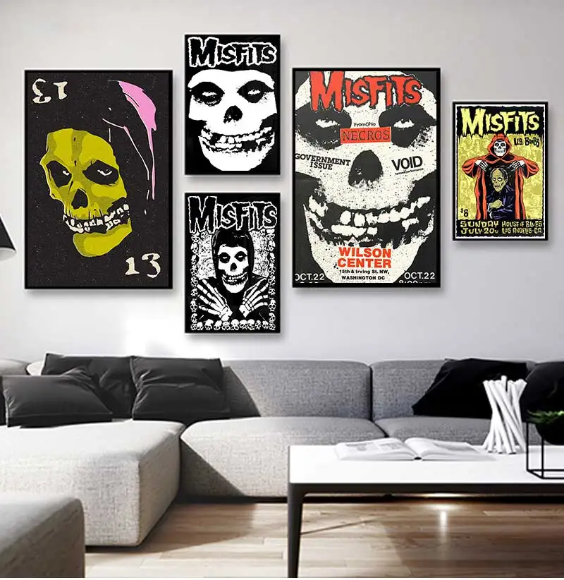 Vintage Hardcore Horror Punk The Misfits Live Photo Music Concert Art Poster Canvas Painting Wall Prints Picture Room Home Decor