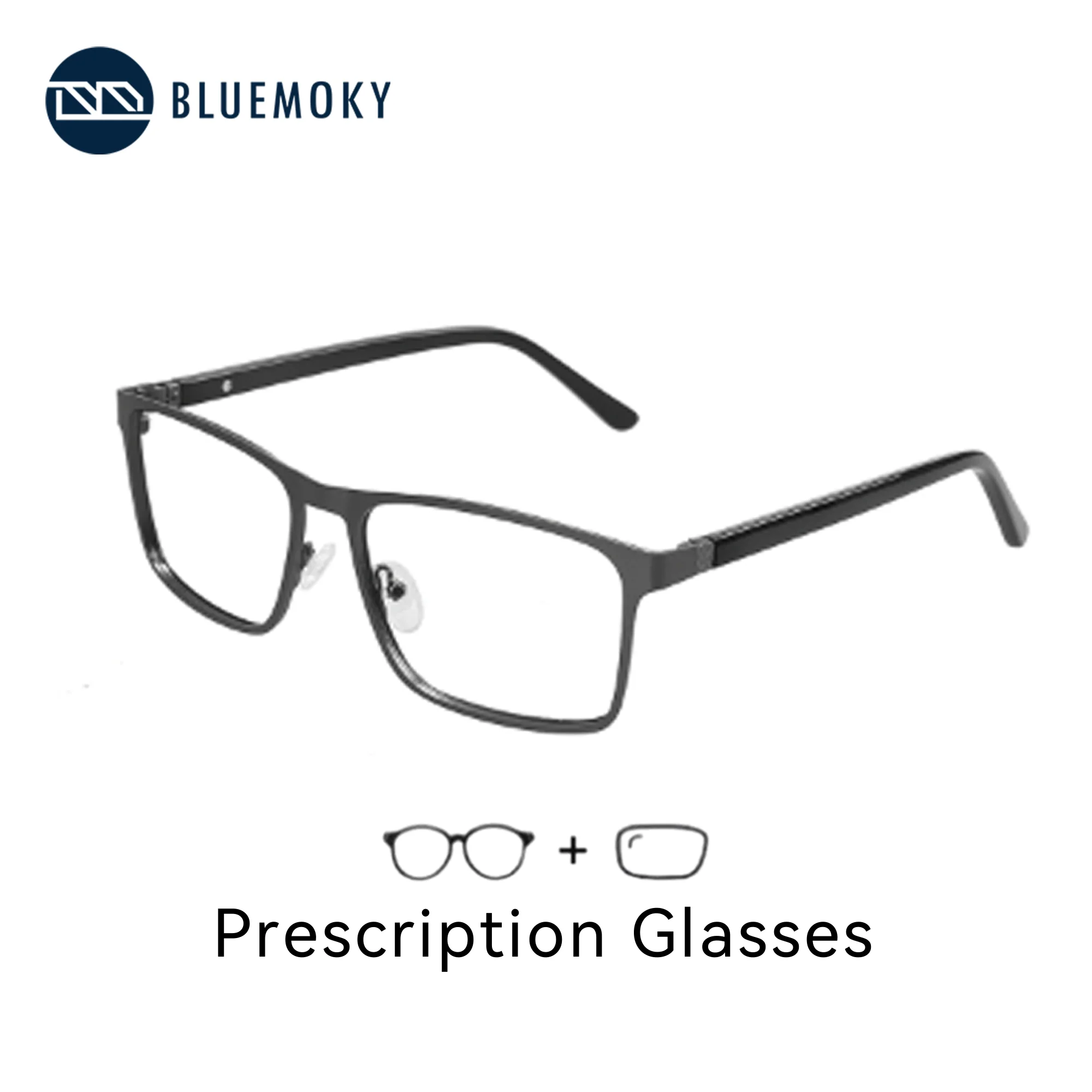 

BLUEMOKY Metal Square Prescription Glasses With Graduated Lenses Myopia/Progressive/Photochromic Optical Eyeglasses For Men